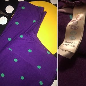 LLR Teal Polka Dot & Purple Leggings 💜